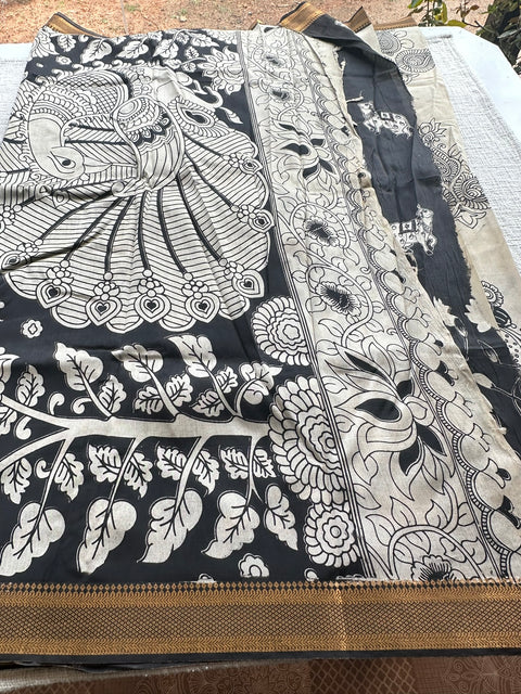 Stained Kalamkari chennuri silk Saree