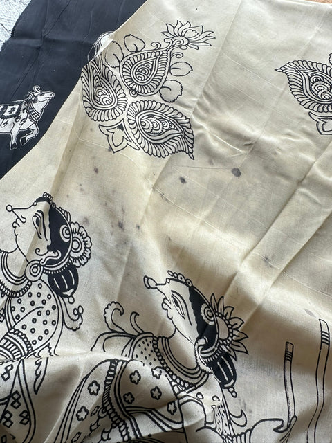 Stained Kalamkari chennuri silk Saree