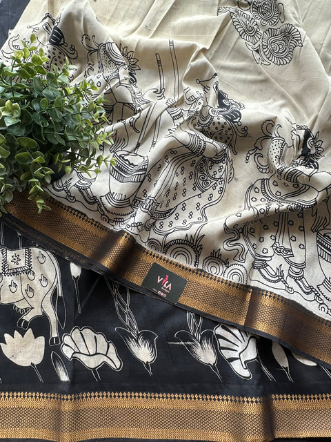 Stained Kalamkari chennuri silk Saree