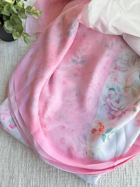 Floral printed georgette saree