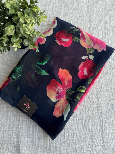 Floral printed georgette saree