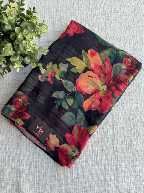 Floral printed georgette saree