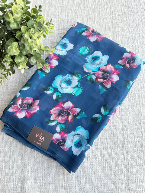 Floral printed georgette saree
