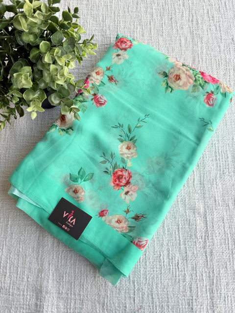 Floral printed georgette saree