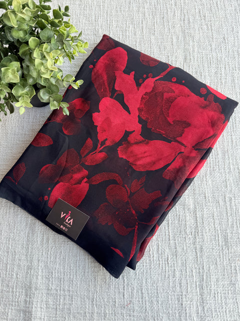 Floral printed georgette saree