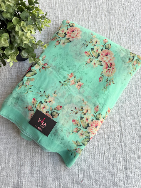 Floral printed georgette saree