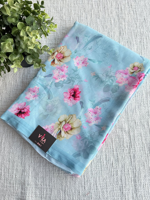Floral printed georgette saree