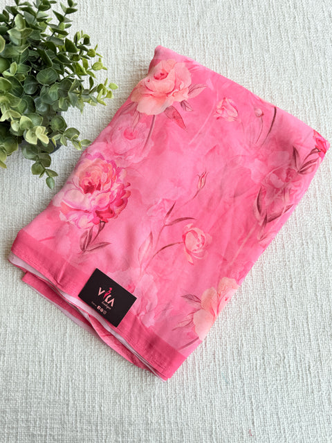 Floral printed georgette saree