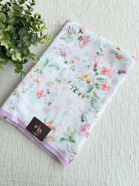 Floral printed georgette saree