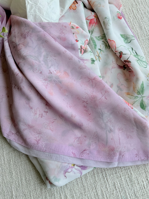 Floral printed georgette saree