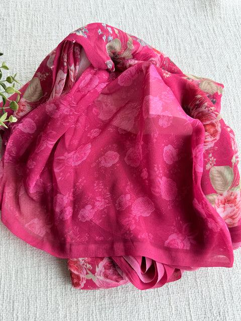 Floral printed georgette saree