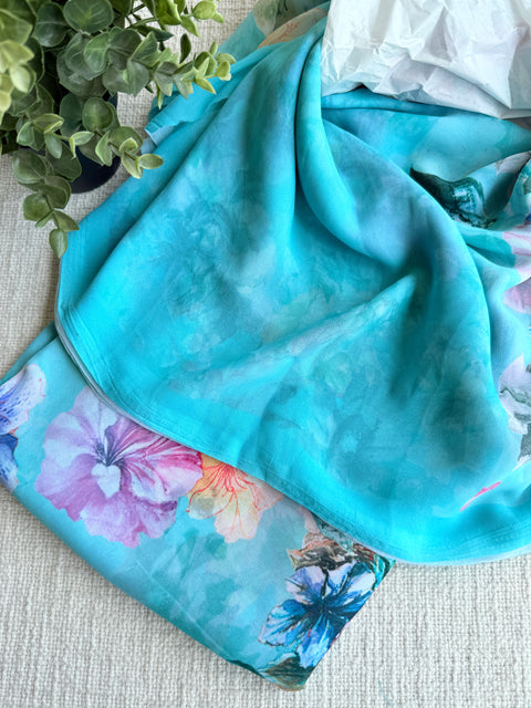 Floral printed georgette saree