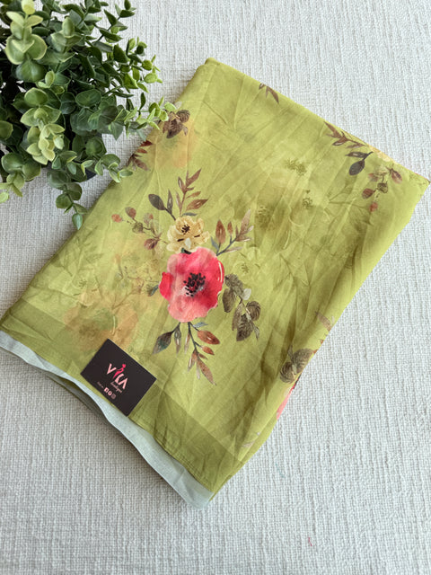 Floral printed georgette saree