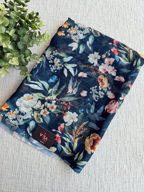 Floral printed georgette saree