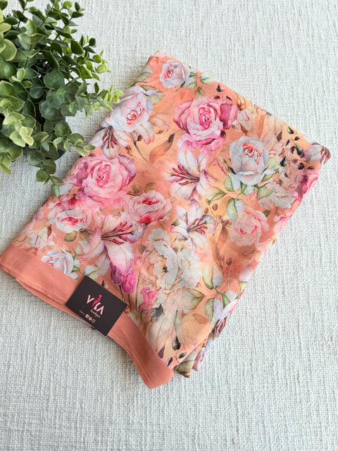 Floral printed georgette saree