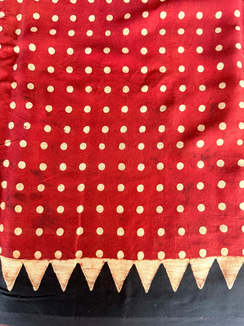 Ajrakh printed modal silk saree