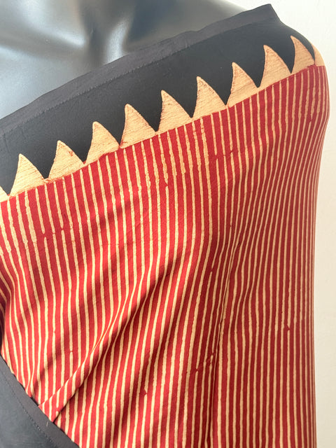 Ajrakh printed modal silk saree