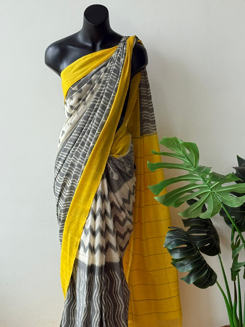 Handloom pure Ikat cotton saree