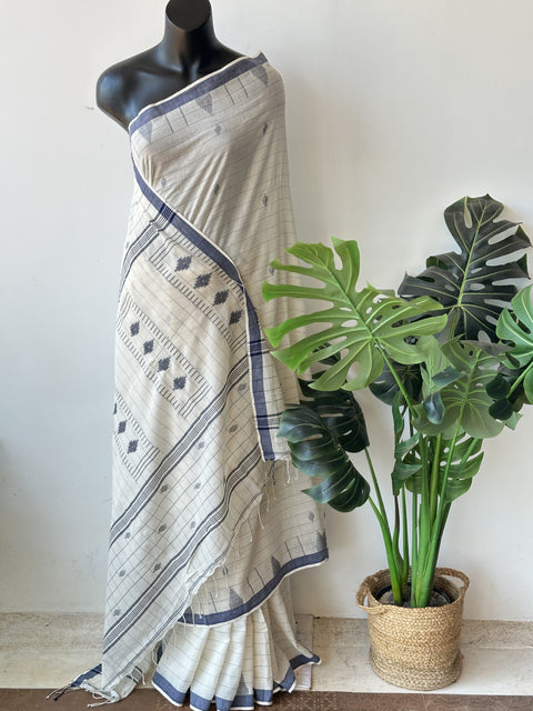 Handspun pure jamdani cotton saree