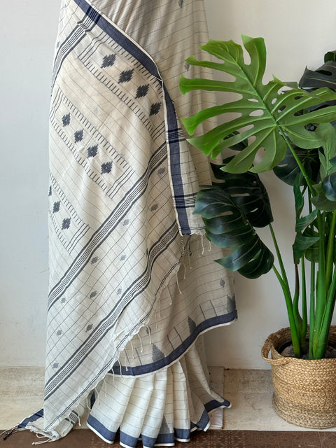 Handspun pure jamdani cotton saree