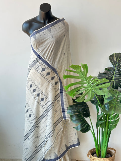 Handspun pure jamdani cotton saree