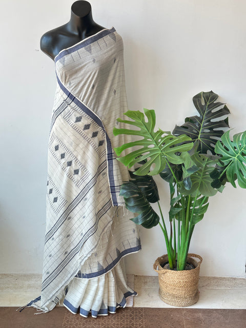Handspun pure jamdani cotton saree