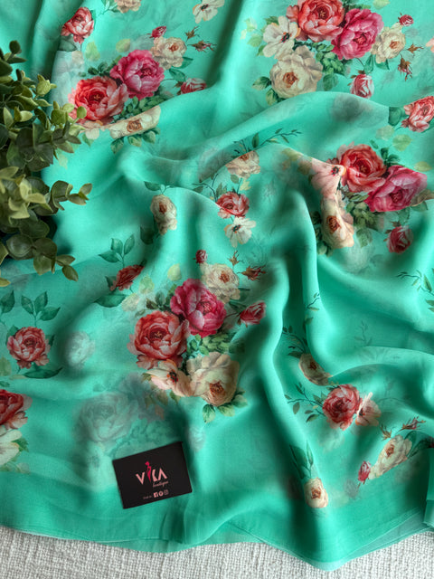 Floral printed georgette saree