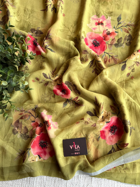 Floral printed georgette saree