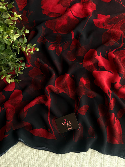 Floral printed georgette saree