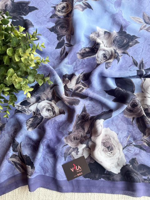 Floral printed georgette saree