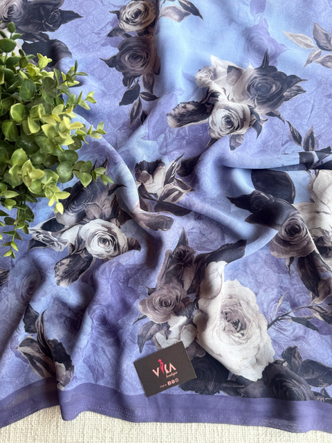 Floral printed georgette saree