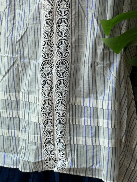 Blue layered pure cotton gown with shrug