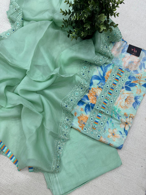 Floral printed muslin salwar material