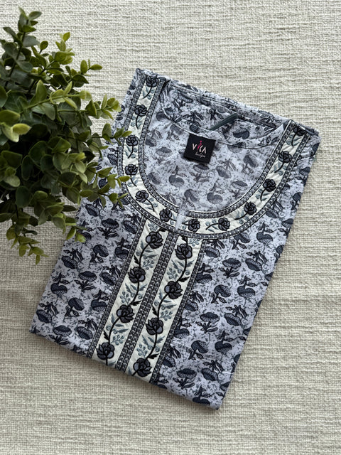 L size Printed/Embroidery Cotton Nighty
