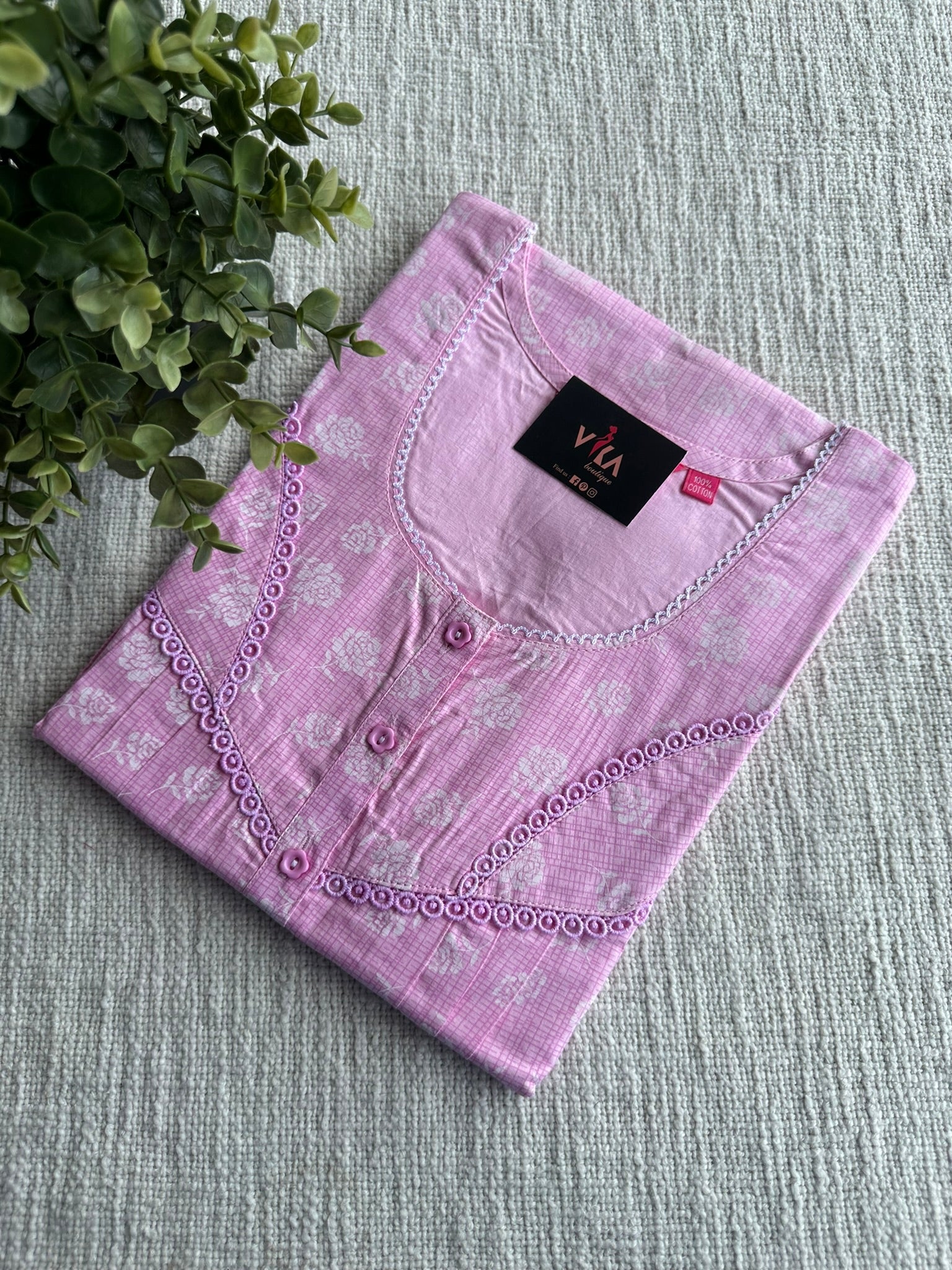 L size printed cotton nighty – VIKA Boutique
