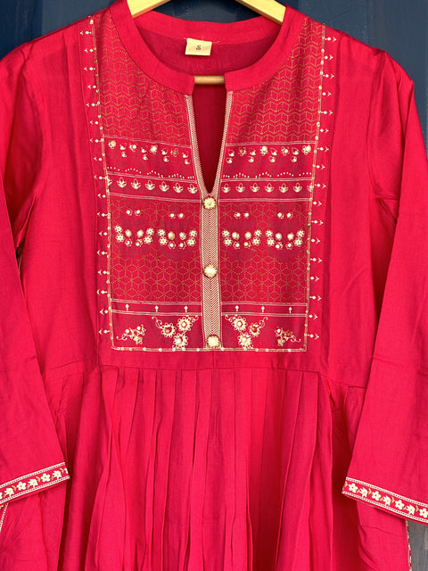 Pink Printed Rayon long kurti