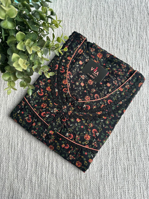 L size Printed poly Viscose nighty