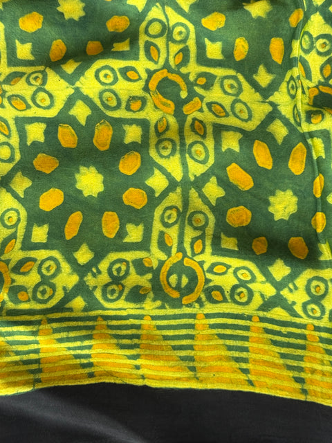Ajrakh printed modal silk saree