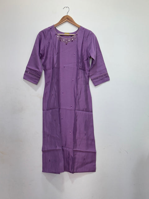 Neck embroidery Roman silk kurti