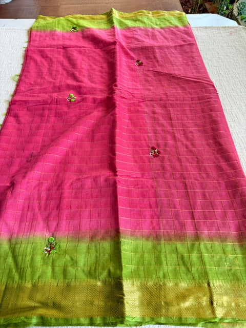 Bhag zari checked saree with blouse
