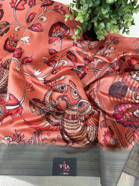 Printed Faux Raw silk saree