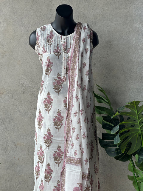 Printed cotton kurta pant set