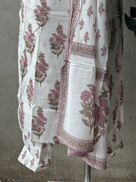 Printed cotton kurta pant set