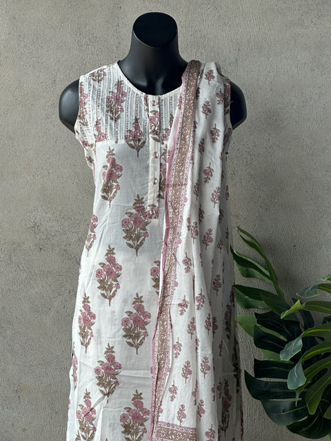 Printed cotton kurta pant set
