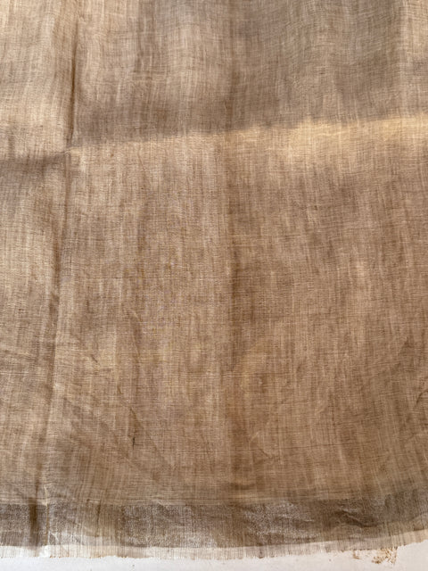 Off white pure linen silk saree