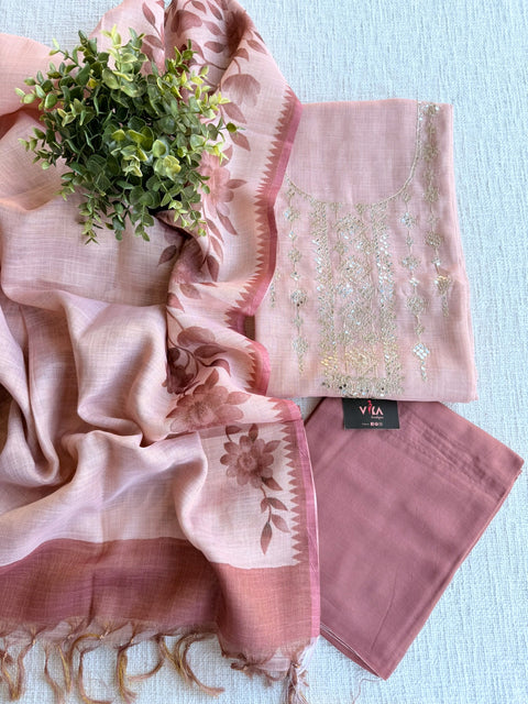 Seq work silk cotton salwar material