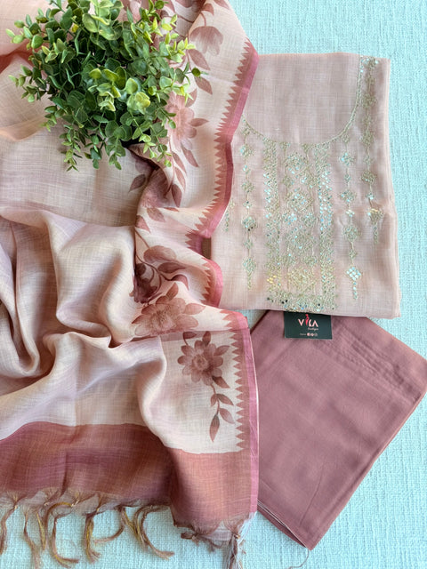 Seq work silk cotton salwar material