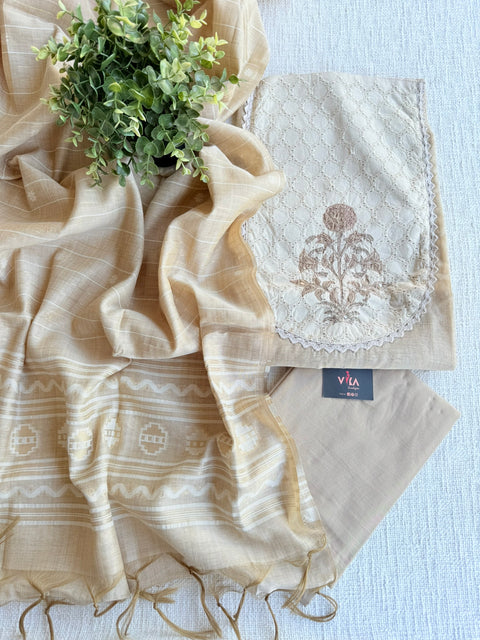 Neck patch chanderi suit material