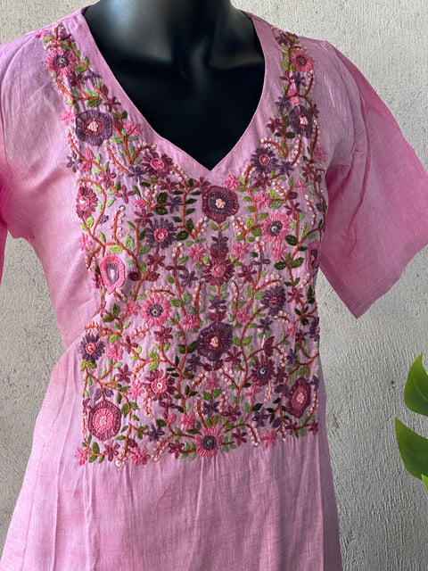 Hand embroidery cotton kurti pant