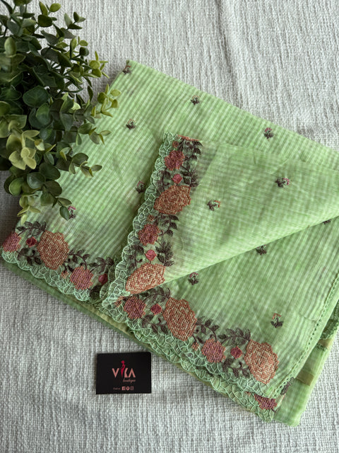 Scallop emb border kota cotton saree